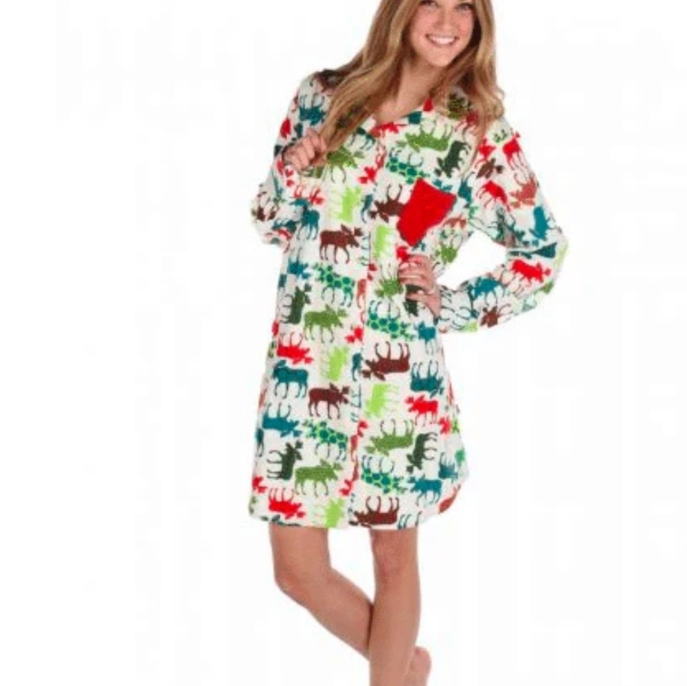 Lazy One Unisex Festive Red and Green Nightgown Pajamas